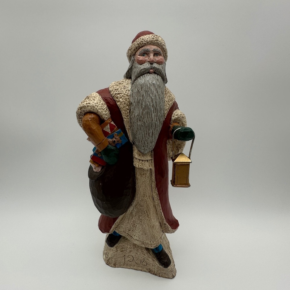 Jack Hughes Arts Americana Santa Figurine 1988 Folk Art Father Christmas 12"